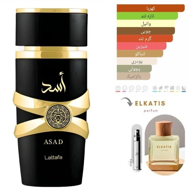 عطر ادکلن لطافه اسد مشکی (1 میل)گرید Hi